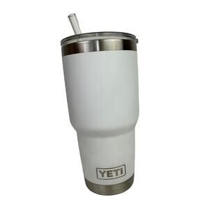 Yeti White Vacuum Insulated Stainless Steel Straw Lid Portable Stackable Tumbler